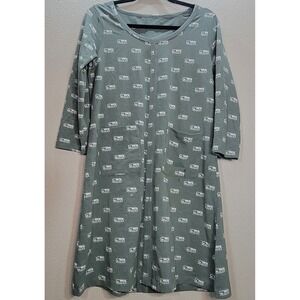 Kate Quinn Little Liam Women‎ Organic Cotton Swing Dress Sage Green Cassette...